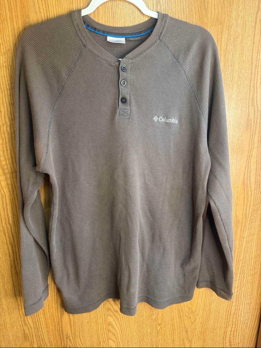 Columbia Brown Waffle Henley Long Sleeve Shirt